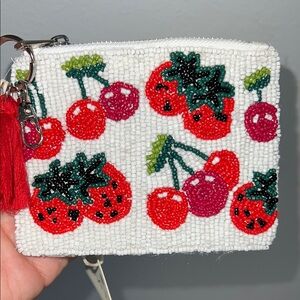 Beaded Strawberry 🍓 and Cherry 🍒 Credit Card/Coin Purse